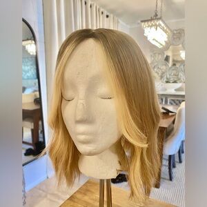 100% Uniwigs Remy Human Hair Topper Great condition! Rooted blonde